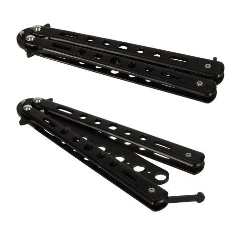 Nóż motylkowy motylek treningowy tępy do treningu składany ćwiczeń czarny