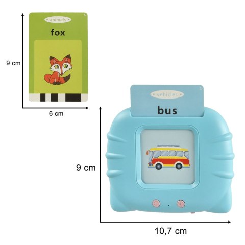 Nauka języka angielskiego czytnik kart do nauki słówek fiszki niebieski