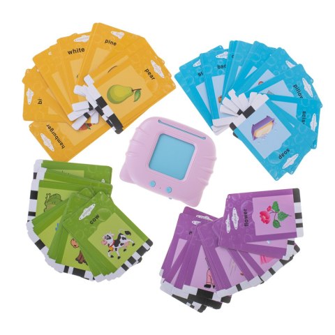 Nauka języka angielskiego czytnik kart do nauki słówek fiszki różowy