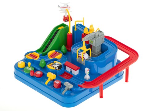 Tor przeszkód interaktywny samochodowy wyścigi parking 3 pojazdy straż radiowóz ambulans, 1 helikopter 32x32cm XXL