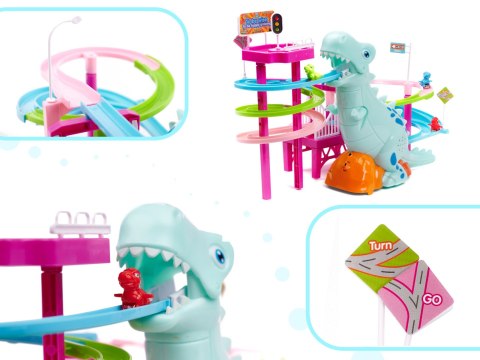 Tor wyścigowy dinozaur zjeżdżalnia ruchome schody LED dźwięk