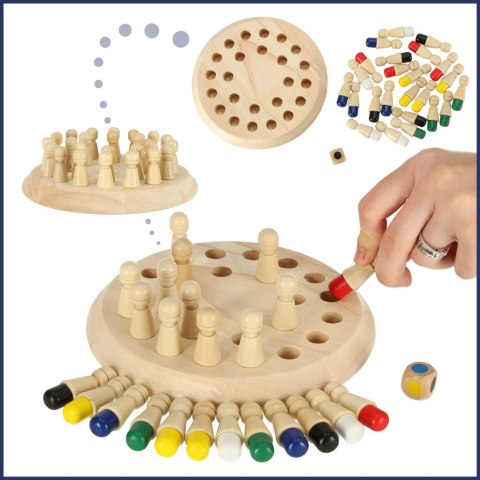 Gra logiczna pamięciowa memory chińczyk dopasuj kolory drewniana