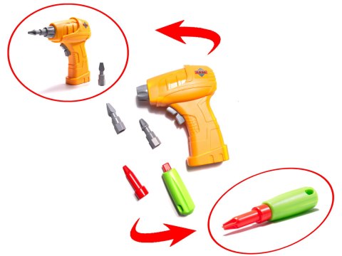 Wkrętarka wiertarka śrubki klocki konstrukcyjne zestaw majsterkowicza walizka 258 elementów