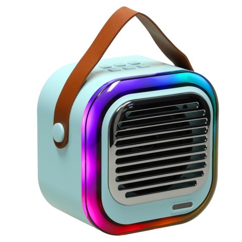 Zestaw do karaoke głośnik XL Bluetooth 2 mikrofony USB LED 10W niebieski