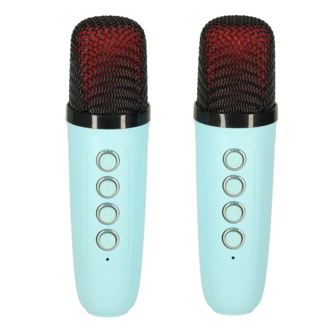 Zestaw do karaoke głośnik XL Bluetooth 2 mikrofony USB LED 10W niebieski