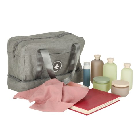 Torba podróżna bagaż podręczny do samolotu podróżna turystyczna pojemna uchwyt kieszenie 39x18x30 szara