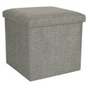 Puf składany ze schowkiem otwierany do siedzenia podnóżek szary 38x38x38cm
