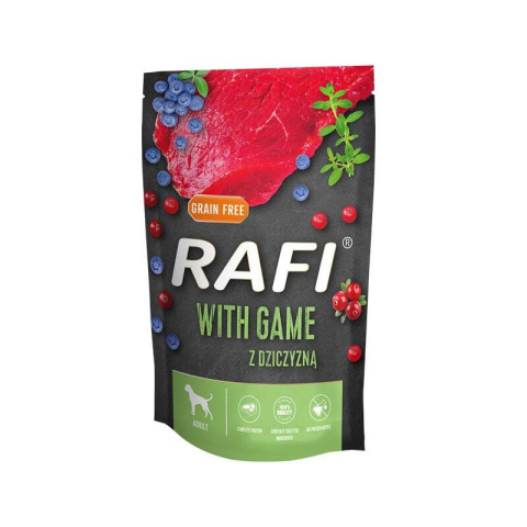 Karma dla psa RAFI z dziczyzną, borówką i żurawiną saszetka 500 g