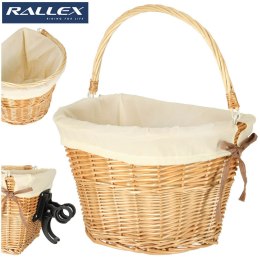 Koszyk rowerowy wiklinowy na rower RALLEX przedni pleciony click biały