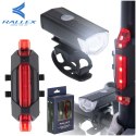 Lampka rowerowa LED RALLEX zestaw tył-przód na rower kierownicę USB