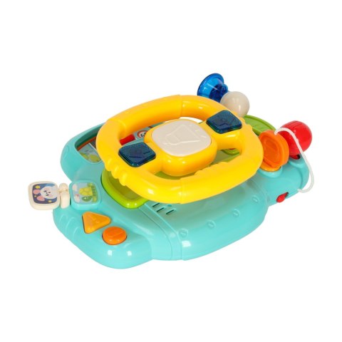 Zabawka interaktywna kierownica dla dzieci dziecka malucha do wózka symulator muzyka dźwięki niebieska