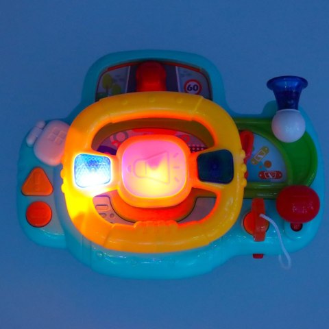 Zabawka interaktywna kierownica dla dzieci dziecka malucha do wózka symulator muzyka dźwięki niebieska