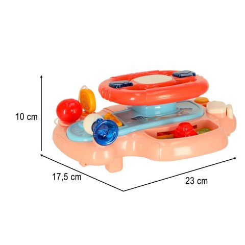 Zabawka interaktywna kierownica dla dzieci dziecka malucha do wózka symulator muzyka dźwięki różowa