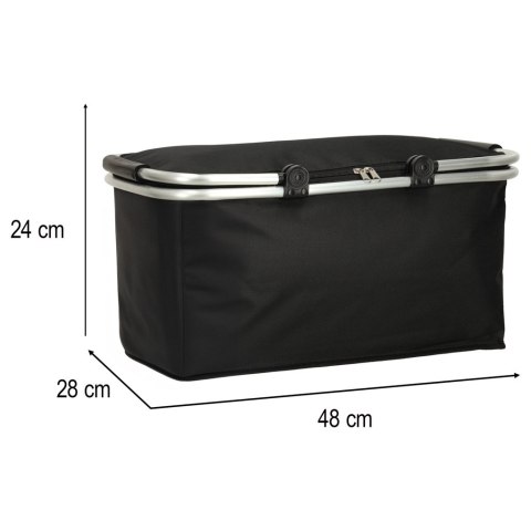 Kosz piknikowy termiczny składany koszyk na zakupy izolacyjny czarny
