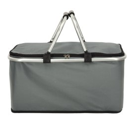 Kosz piknikowy termiczny składany koszyk na zakupy izolacyjny szary