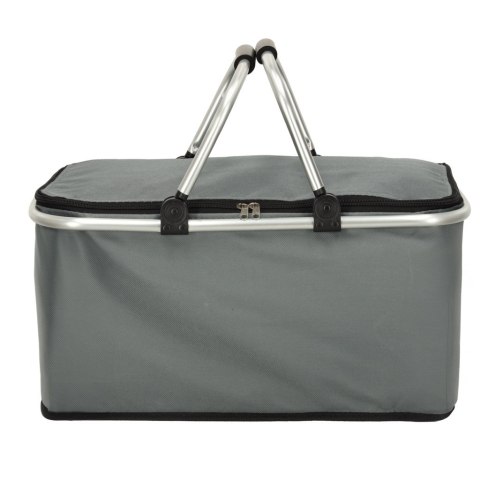 Kosz piknikowy termiczny składany koszyk na zakupy izolacyjny szary