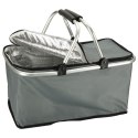 Kosz piknikowy termiczny składany koszyk na zakupy izolacyjny szary
