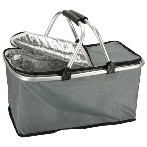 Kosz piknikowy termiczny składany koszyk na zakupy izolacyjny szary