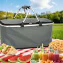 Kosz piknikowy termiczny składany koszyk na zakupy izolacyjny szary
