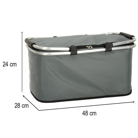 Kosz piknikowy termiczny składany koszyk na zakupy izolacyjny szary