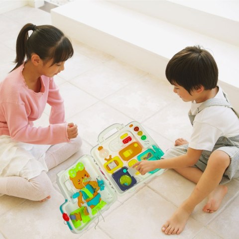 Tablica manipulacyjna sensoryczna montessori walizka pokrętła miś XXL światło dźwięk