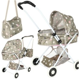 Wózek dla lalek gondola głęboki + torba gwiazdki