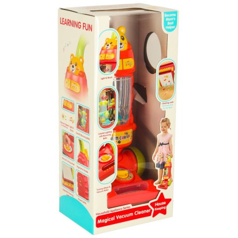 Odkurzacz bezprzewodowy pionowy dla dzieci interaktywny z dźwiękiem malinowy