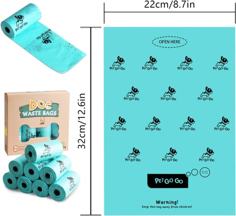 Woreczki na odchody 8 rolek + dyspenser