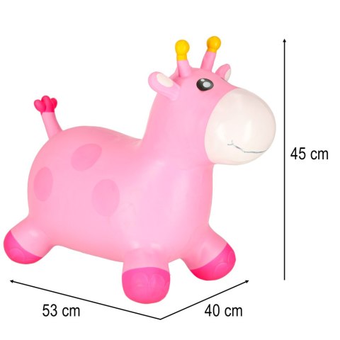 Skoczek dla dzieci do skakania z pompką gumowy różowa żyrafa