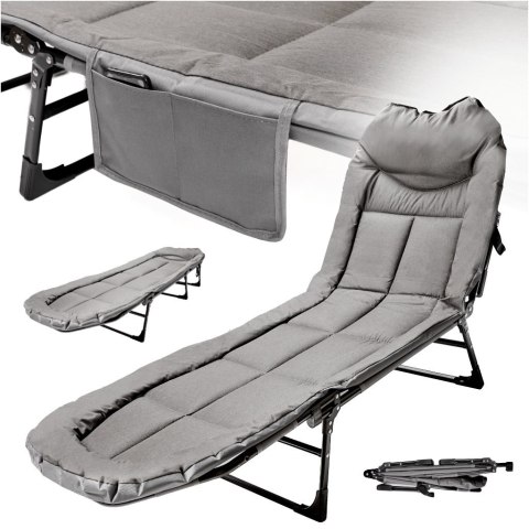 Leżak ogrodowy LUARO plażowy składany łóżko turystyczne kempingowe z poduszką