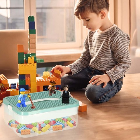 Organizer pudełko pojemnik na klocki zabawki drobiazgi z pokrywą przegródkami