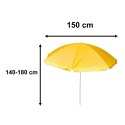Parasol ogrodowy plażowy regulowany łamany składany UV 150cm żółty