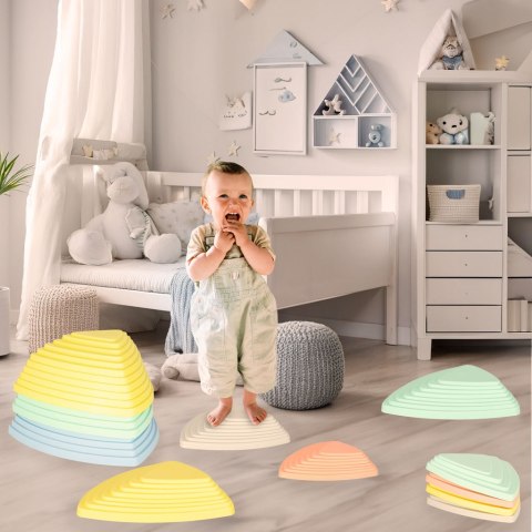 Ścieżka sensoryczna kamienie rzeczne do treningu równowagi podłoga to lawa gra 11 elementów pastelowa