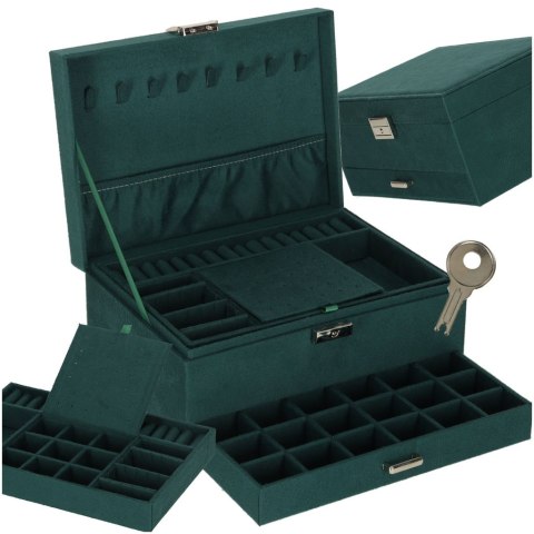 Szkatułka kuferek na biżuterię organizer zielony