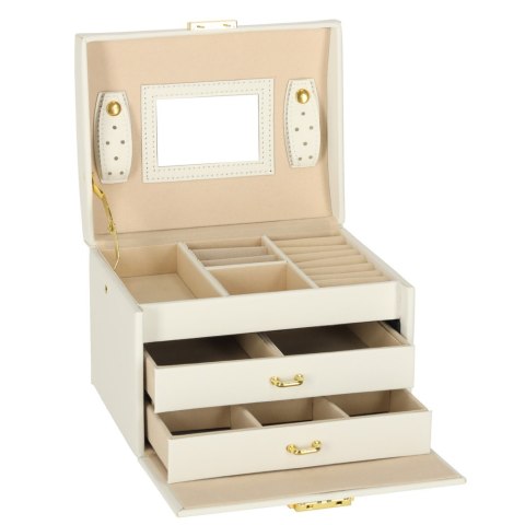 Szkatułka kuferek na biżuterię z szufladami biała