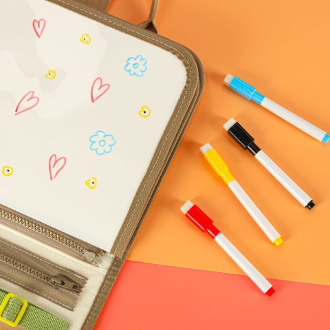 Tablica manipulacyjna sensoryczna montessori walizka dinozaury