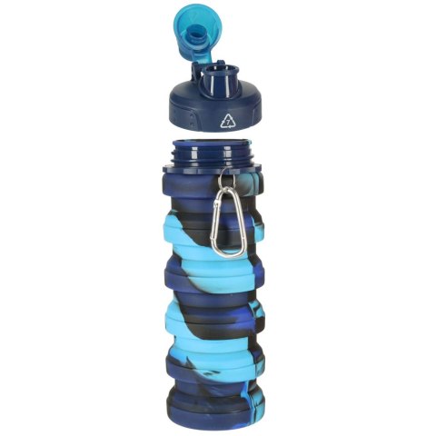 Butelka na wodę bidon silikonowy składany z uchwytem BPA FREE 500ml niebieski