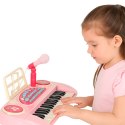 Keyboard dla dzieci pianinko interaktywne organki 37 klawiszy mikrofon statyw różowy