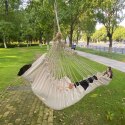 Krzesło brazylijskie z podnóżkiem leżak wiszący huśtawka 130cm beż
