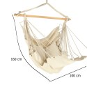 Krzesło brazylijskie z podnóżkiem leżak wiszący huśtawka 130cm beż