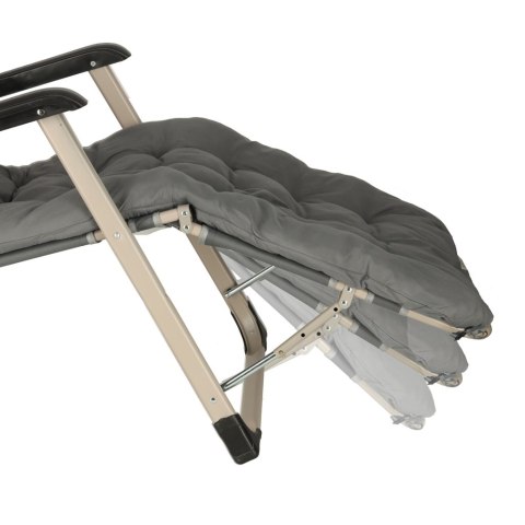 Leżak ogrodowy LUARO fotel składany turystyczny z poduszką szary