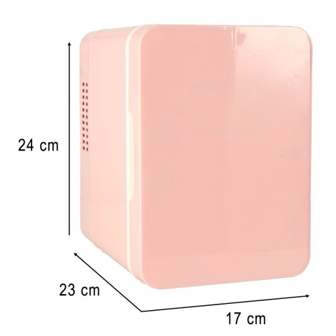 Lodówka turystyczna elektryczna samochodowa mini na jedzenie kosmetyki grzanie chłodzenie 2w1 4L różowa