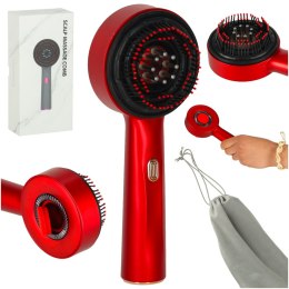 Masażer szczotka do masażu skóry głowy aplikator olejków USB czerwona