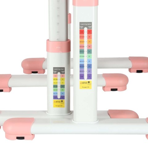 Biurko dziecięce szkolne regulowane krzesło lampka LED USB różowe