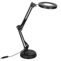 Lampka na biurko biurkowa LED z lupą szkło powiększające obrotowy wysięgnik 2 sposoby mocowania