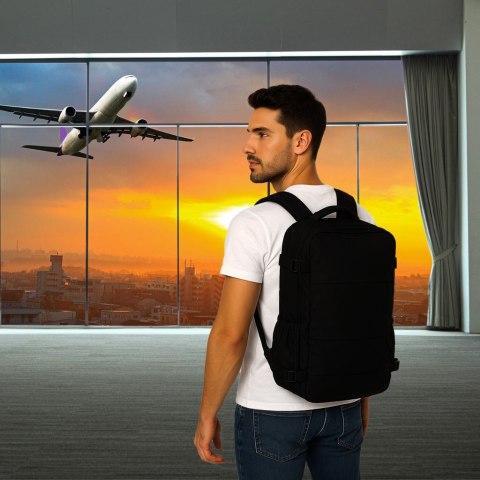 Plecak podróżny turystyczny bagaż czarny 45x30 cm