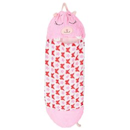 Śpiwór do spania dla dzieci turystyczny poduszka 2w1 125x50cm różowy