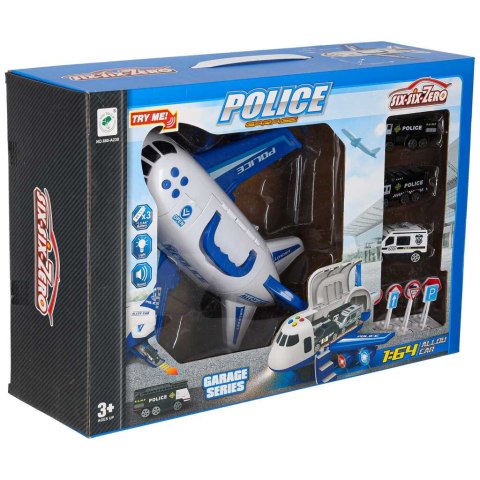 Transporter samolot + 3 auta policja