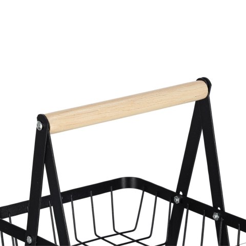 Kosz na owoce i warzywa piętrowy patera trzypoziomowa metal drewno