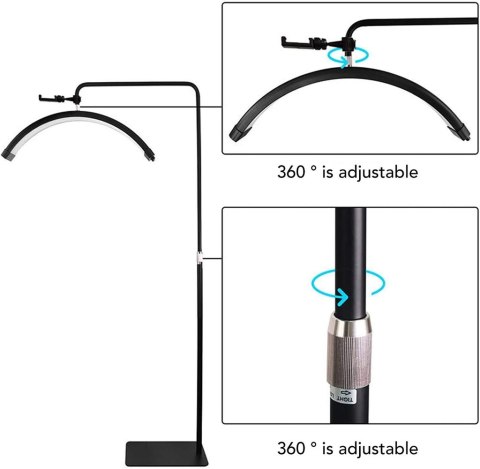 Lampa do przedłużania rzęs LED 36W regulowana kosmetyczna bezcieniowa łuk czarna